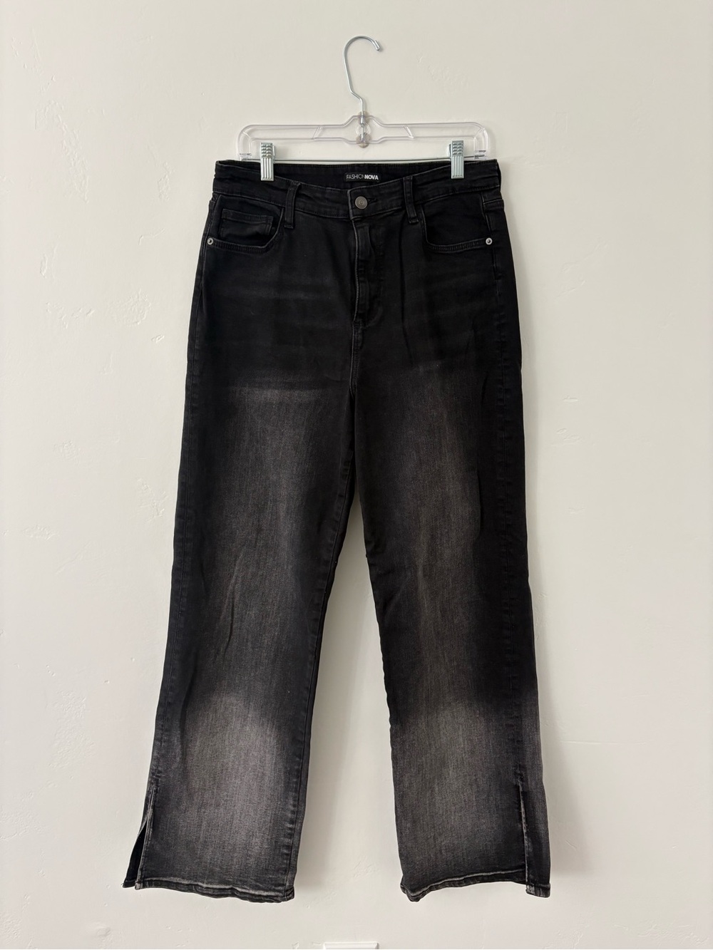 Fashion Nova Black Washed Wide Leg Jeans